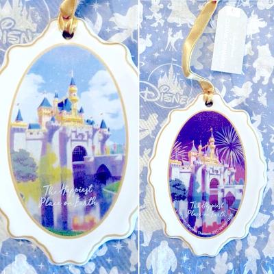 Disney Holiday | Disney Parks Nwt! Disneyland “The Happiest Place On Earth” Ceramic Ornament | Color: Blue/Pink | Size: Os