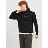 Kapuzensweatshirt JACK & JONES "JJTREE SWEAT HOOD", Herren, Gr. M, schwarz (schwarz print:jack, jones), angeraute Sweatware, Obermaterial: 65% Polyester, 35% Baumwolle, bedruckt, modisch, Langarm, Sweatshirts