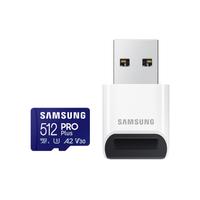 SAMSUNG Speicherkarte PRO Plus (2023) microSD, inkl. USB-Kartenleser, blau (blau, weiß), 512 GB, Speicherkarten