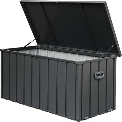 Outdoor Storage Deck Box Waterproof, Large Patio Storage Bin (Dark Gray)