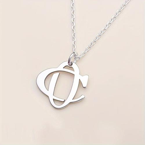 TEMU Pair Of Custom Engraved Name Necklaces For Couples - 18k Golden Plated Stainless Steel Interlocking Jewelry, Minimalist Bohemian Style Matching Gift For Anniversary, Wedding, Valentine's Day