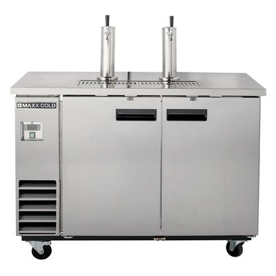 Maxx Cold MXBD60-2SHC 61 1/16" X-Series Kegerator Commercial Beer Dispenser w/ 2 Keg Capacity - 2 Columns, Stainless, 120v, Silver