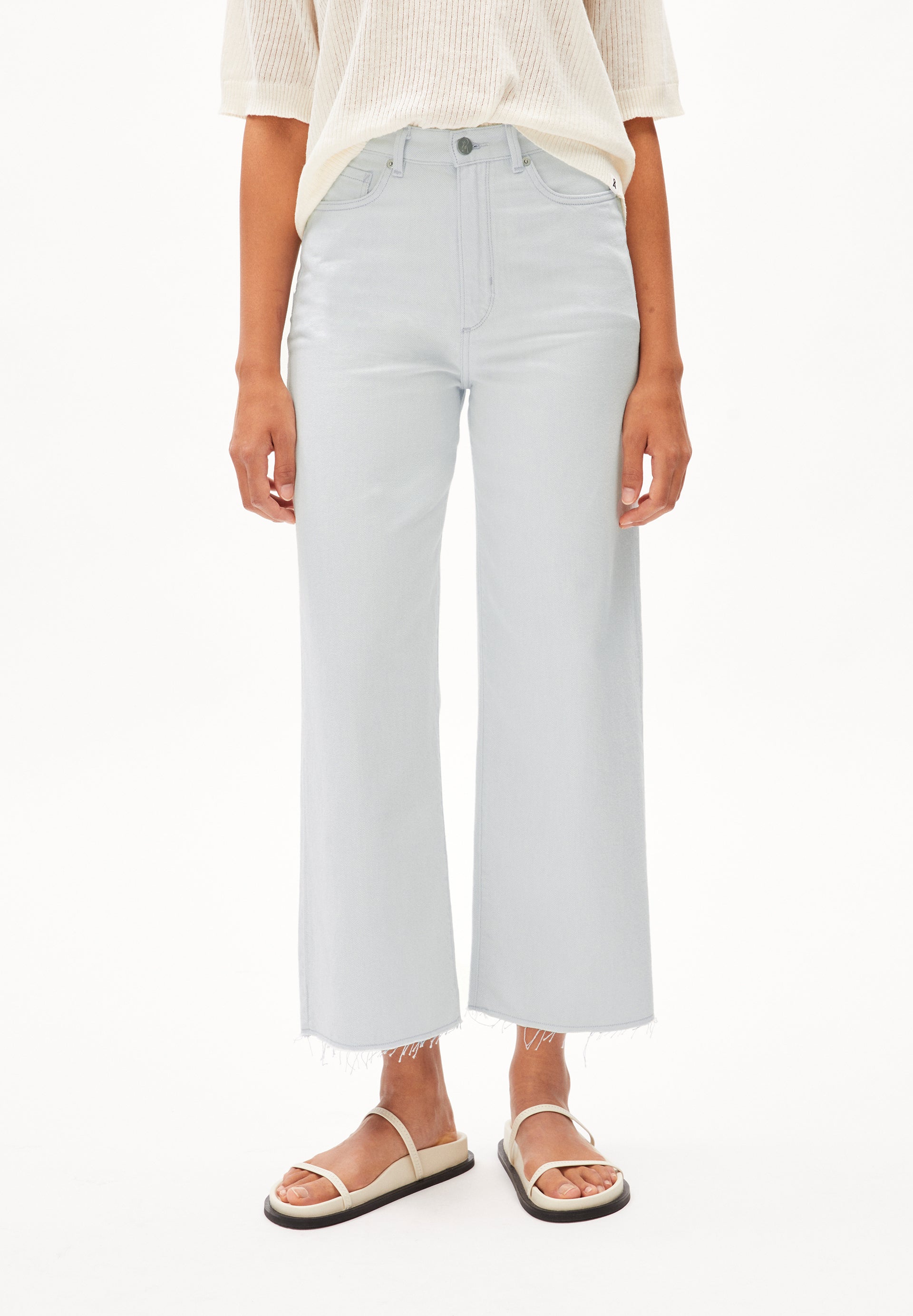 ENIJAA CROPPED | High Waist Wide Leg aus Bio-Baumwoll Mix - weiss (27-32) Image