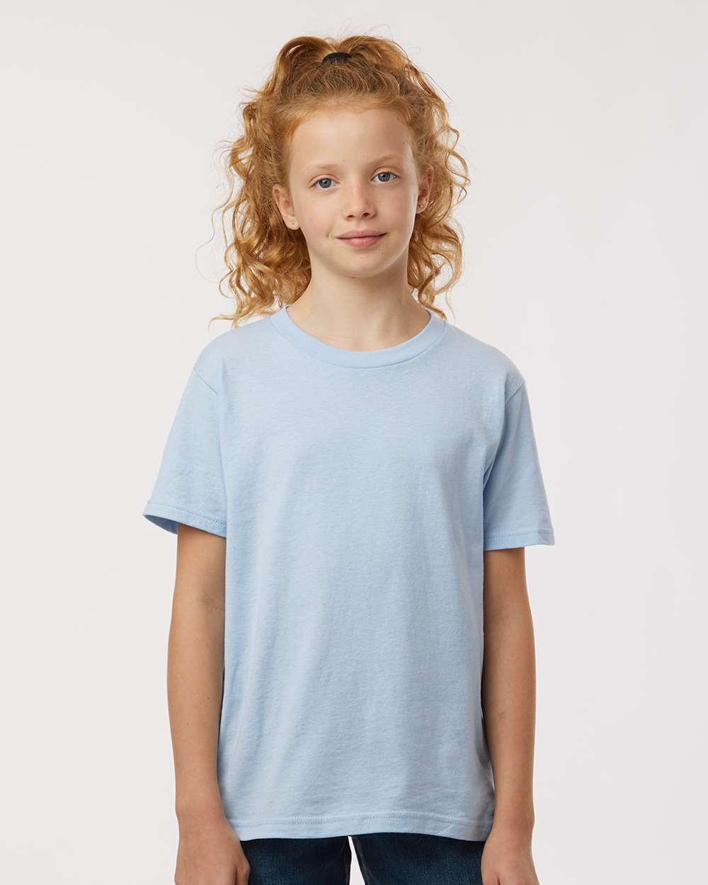 Tultex 0235TC Youth Fine Jersey T-Shirt in Baby Blue size Large | Cotton 235 - Tultex