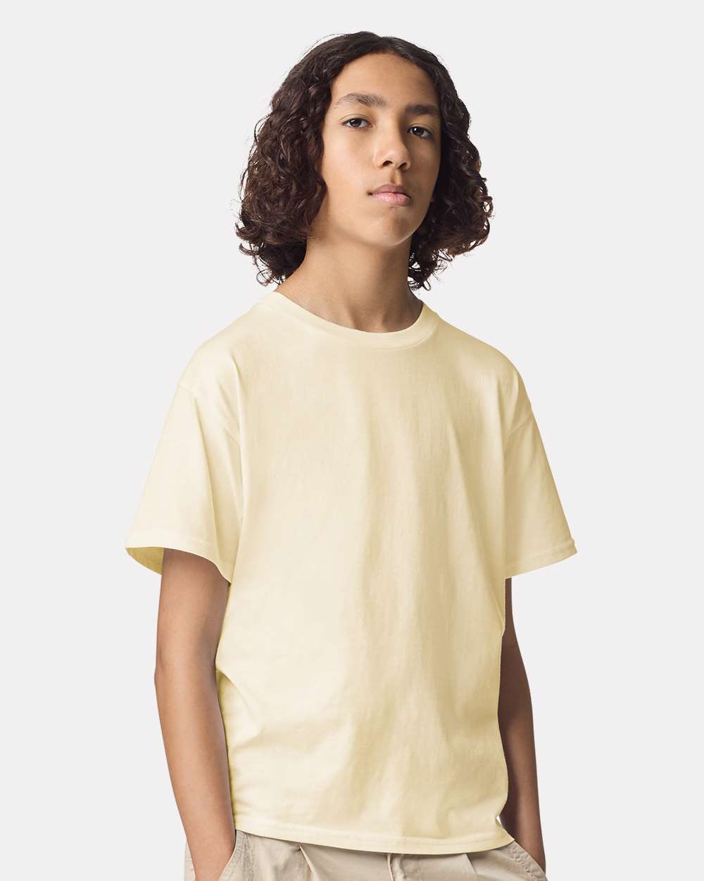 American Apparel 2001Y Youth Fine Jersey Top in Cream size Small | combed ring spun cotton
