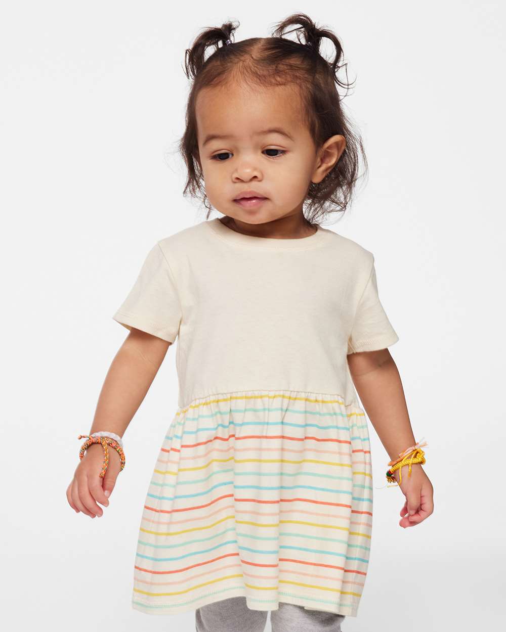 Rabbit Skins RS5330 Infant Fine Jersey Dress Top in Natural/Sunkissed Stripe size 18M | Cotton 5330