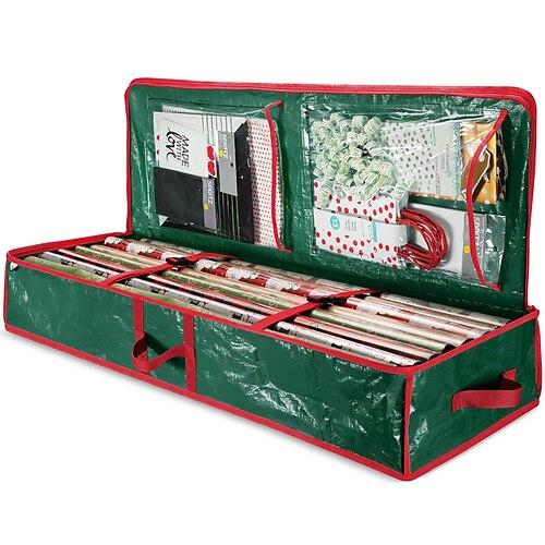 Aufbewahrungstasche für Geschenkpapier, strapazierfähig – Weihnachts-Aufbewahrungs-Organizer zur Aufbewahrung von Geschenkpapier und Geschenktüten – Aufbewahrungsbehälter für Geschenkpapier –