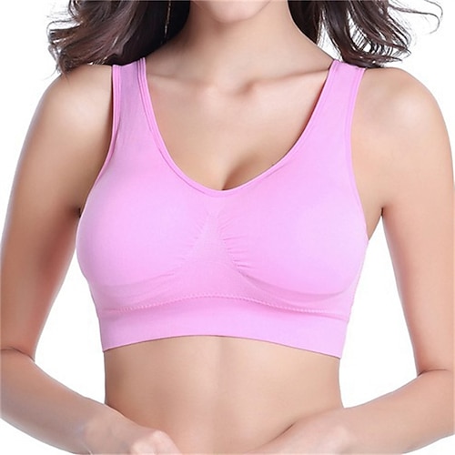 Damen BH-Oberteil Unterwäsche BH-Top Bequem Atmungsaktiv Stoßfest Herausnehmbare Polsterung Drahtlos Einfach Sport Sportkleidung Hellrosa Hellblau Yoga Fitness Leger Image
