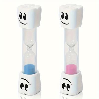 TEMU 2 Packs, 2 Minute Toothbrush Sand Timer, Small Blue And Pink Hour Glass Sand Timer