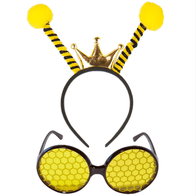 TEMU Pesenar Bee Costume Accessories - Antenna Headband And Glasses Set, Polyester No-feathers Party Props, Non-electric -use Role Gear