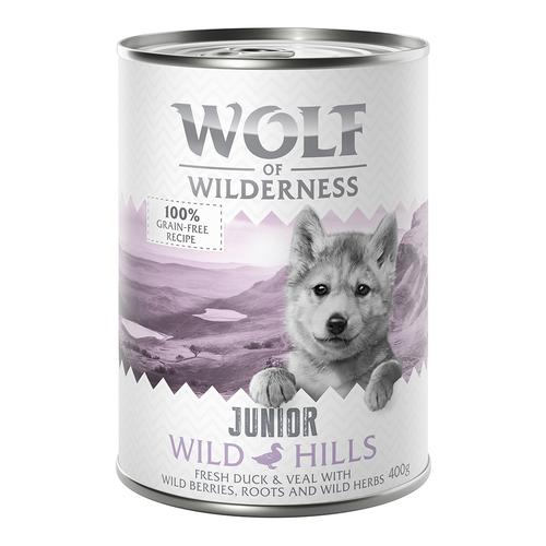 Wolf of Wilderness JUNIOR 6/24 x 400 g - 6 x 400 g Wild Hills - Ente & Kalb