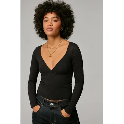 Out From Under Je T'aime V-Neck Top - Black XL at Urban Outfitters
