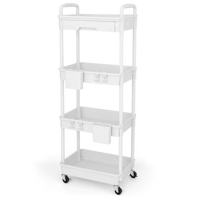 4 Tier Rolling Utility Cart with Drawer,Multifunctional Storage Tool,Plastic - N/A