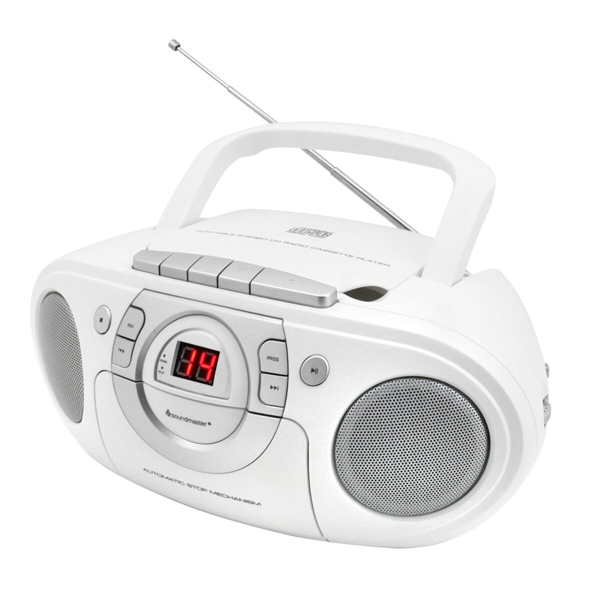 Soundmaster SCD5100WE tragbarer CD-Player Radio Kassettenspieler AUX-Anschluss Image