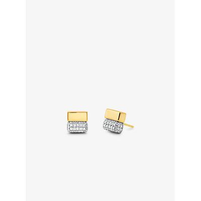 Michael Kors Precious Metal-Plated Sterling Silver and Pavé Stud Earrings Silver One Size