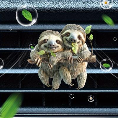 TEMU Cute Sloth Air Freshener For Car Vent Clip - Acrylic Auto Outlet Decoration With 2 Fragrance Pads, + Assorted Scents, Car Freshener Accessory - Single Pack