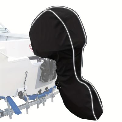 TEMU Outboard Engine Boat Motor Cover, Dust-resistant Uv-protective Outboard Cover With Adjustable Straps, Drawstring, Reflective Strip, And Heavy-duty Zipper For Outdoor Use â€“ Fits 20-250hp Motors