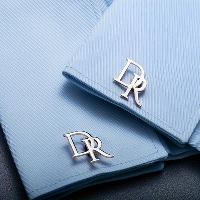 TEMU Custom Engraved Stainless Steel Cufflinks - Elegant Double Letter Design For Couples, Perfect Gift For Him, Accessory