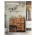 SONGMICS Scarpiera a 10 Scomparti, Scaffale Componibile in Plastica, Armadietto Portascarpe Fai da Te con Ante e Martelletto, Mobiletto Porta Scarpe, Nero /Marrone Vintage/Grigio