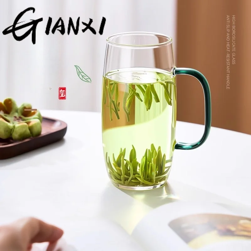 GIANXI Glas-Teetasse mit Griff, Anti-Verbrühungsglas-Teetasse, kann elektrisch sein, Tonofen, Heizgläser, Büro, persönliche Tasse