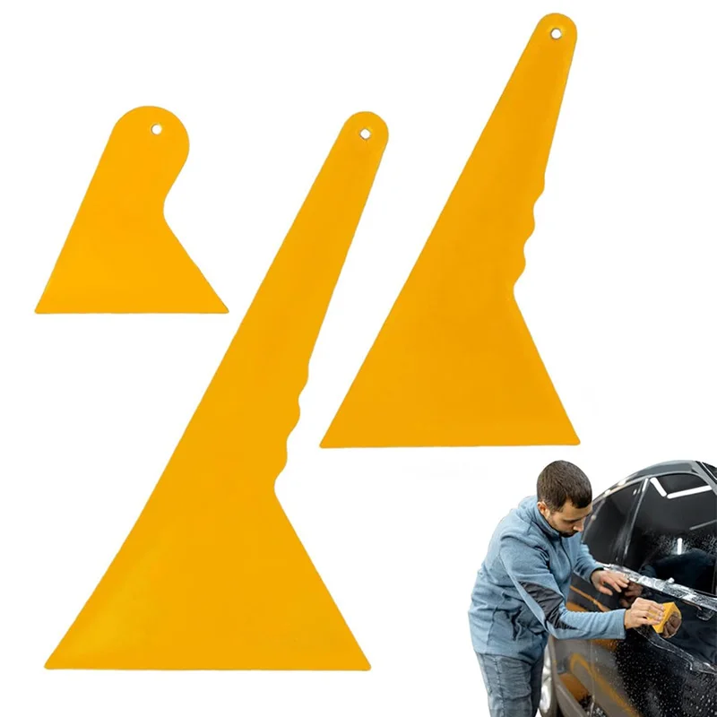 Auto Fenster Film Rakel Gelb Dicke Kunststoff Dreieck Spitze Schaber für Vinyl Wrap Aufkleber Auto Fenster Tönung Film Installieren Werkzeug Image