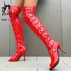 Größe 46 Weiße Overknee-Stiefel für Damen, sexy hohle Oberschenkelhohe Stiefel, modische Schnallen,