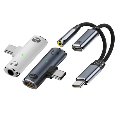 USB C to 3.5mm Headphone and Charger 2 In 1 Adapter Type-C to Aux Audio Jack with 100W PD Fast Charging Dongle for Laptop Mobile