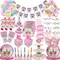 Einhorn Geburtstag Party Supplies Einhorn Thema Geschirr Set Tischdecke Ballon Happy Banner Geburtstag Dekoration für Kinder Mädchen
