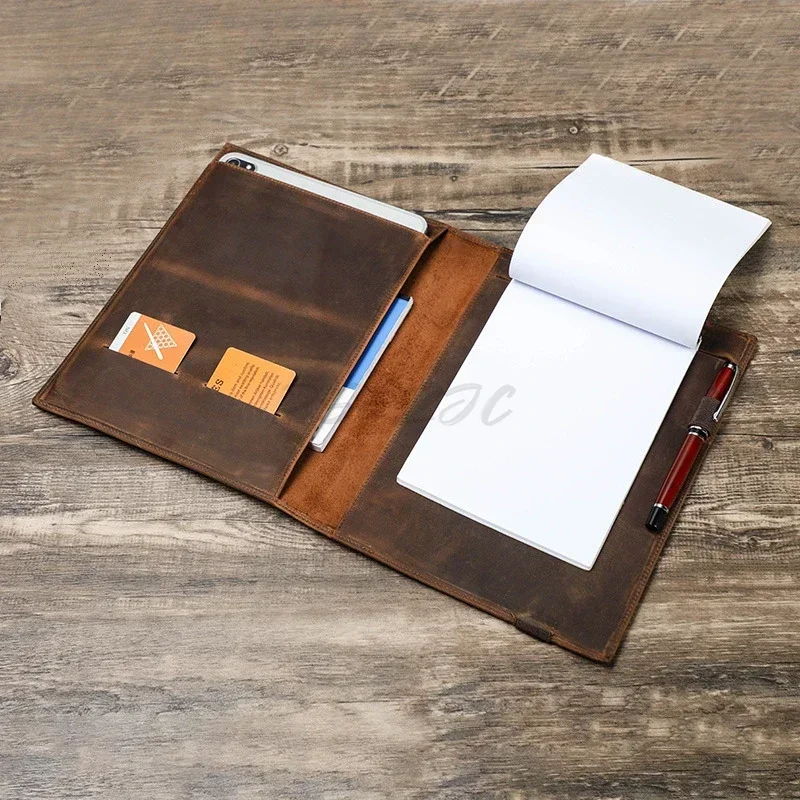 Notebook Portfolio Fall Ordner B5 Dokumente Buch Cover Business Briefpapier verrückt Pferd Leder Vertrag Datei Veranstalter Image