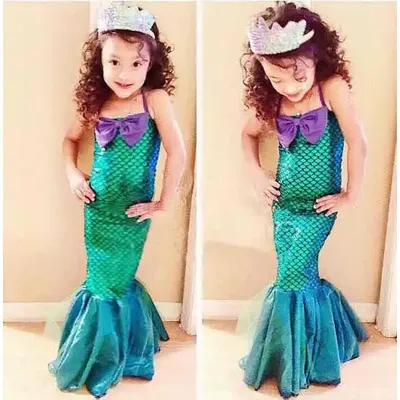 3-13Y Kinder Halloween/Weihnachten Meerjungfrau Cosplay Kleid Grün Meerjungfrau Schwanz Kostüm Für Image