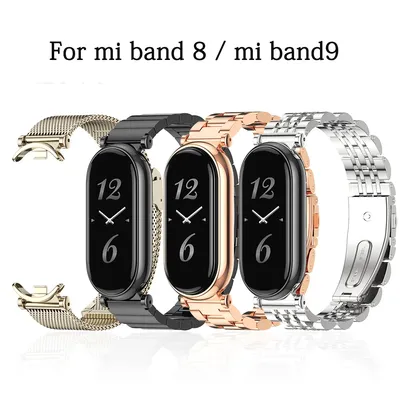 Metallarmband für Xiaomi Mi Band 9, Edelstahlarmband für Mi Band 8, Smartwatch-Armbandzubehör MI9 Image