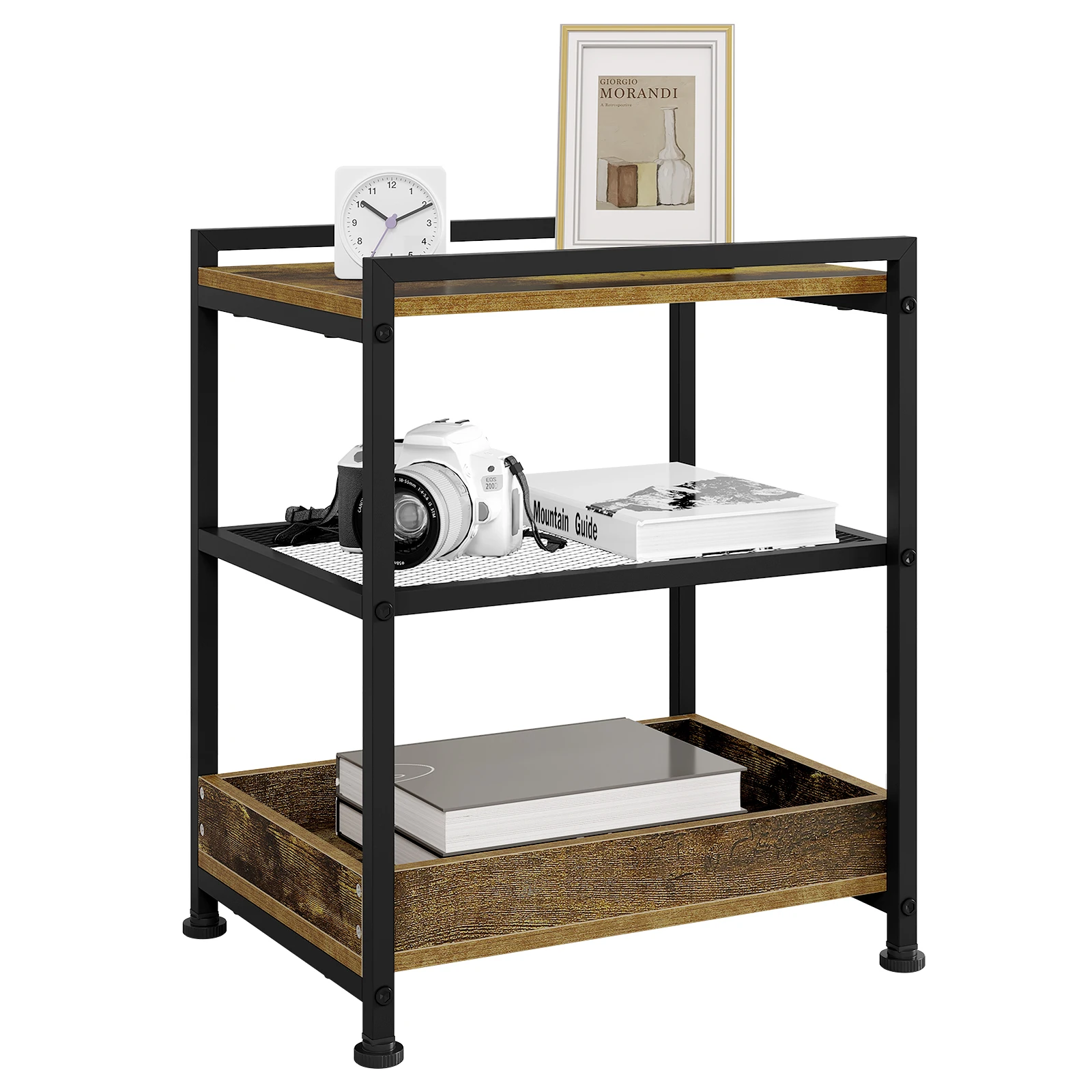 WOLTU 1 x Beistelltisch, kleiner Beistelltisch, 3-stöckiger Couchtisch, rollender Aufbewahrungswagen mit abnehmbarer Platte für Sofa, Wohnzimmer, Aufbewahrung Image