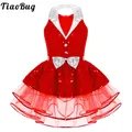 Jupe de Ballet sans manches pour filles, justaucorps de danse brillant, robes Tutu à paillettes, justaucorps de gymnastique, Costume de spectacle de patinage artistique