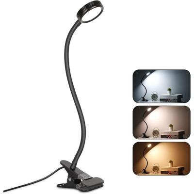 Aougo - Klemmlampe, LED-Klemm-Tischlampe, Lese-Schreibtischlampe mit Adapter, Helligkeitsanpassung, Image