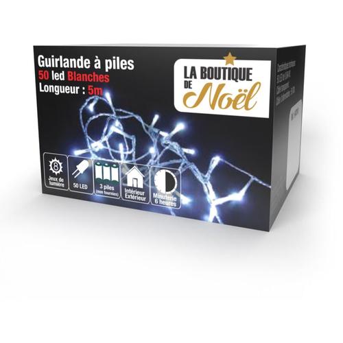 La Boutique De Noel - la boutique de Noël - Batteriebetriebene LED-Girlande Weiß 10 mètres