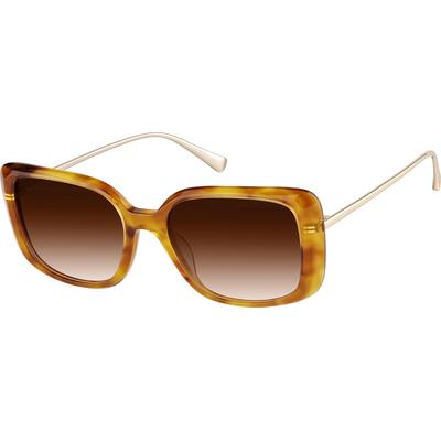 Zenni Women's Vintage Cat-Eye Rx Sunglasses Brown Mixed Full Rim Frame