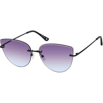 Zenni Women's Oval Sunglasses Black Stainless Steel Frame