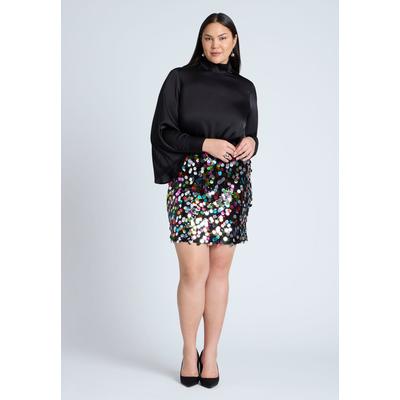 Plus Size Women's Multicolor Paillette Sequin Skirt by ELOQUII in Multi (Size 14)