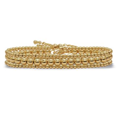 Women's Goldtone Ball Bead Bracelets 7-inch length plus 2-inch extension, 3-Piece Set by PalmBeach Jewelry in Gold