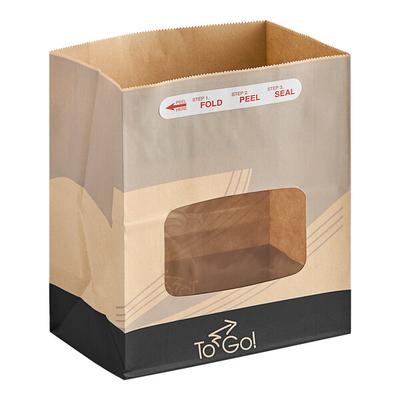 Bagcraft EcoCraft 8 1/4" x 5 1/4" x 9 3/4" Printed To-Go Vented Meal Bag with Window and Tac Seal - 250/Case
