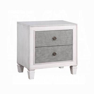 2-Drawer Nightstand in Rustic Gray and White Finish