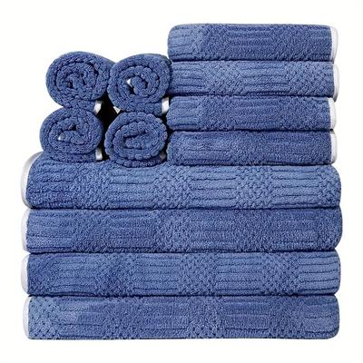 TEMU 12pcs Premium Towel Set, 4 Washcloths & 4 Hand Towels & 4 Bath Towels, Absorbent & Quick-drying Face Towel, Super & Soft & Thickened Bathing Towel, For Home Bathroom, Ideal Bathroom Supplies Image