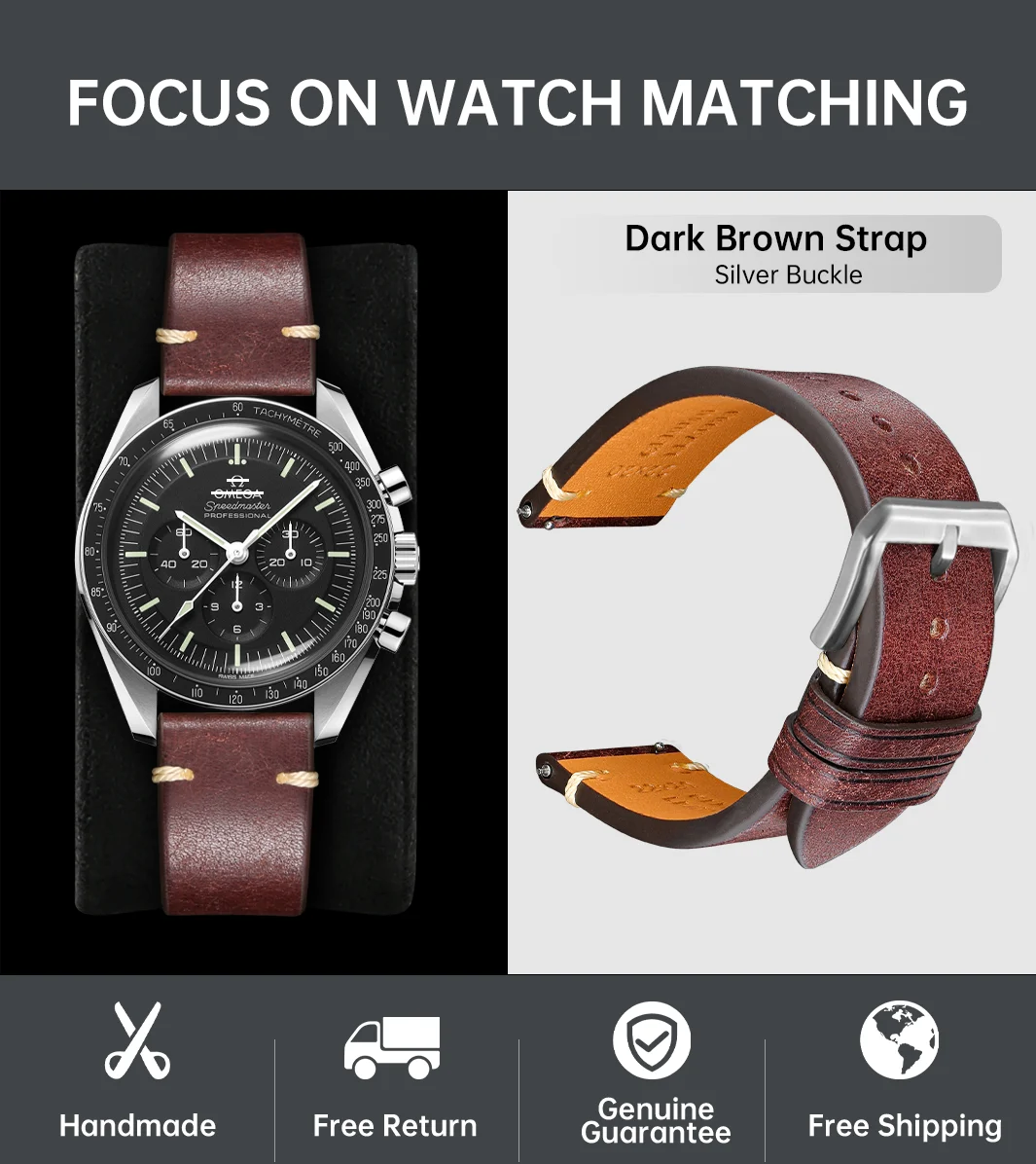 Schnell verschluss Leder Uhren armband für Omega Seamaster Speed master de ville 20mm 22mm Armband italienisches Pueblo Leder Uhren armband Image