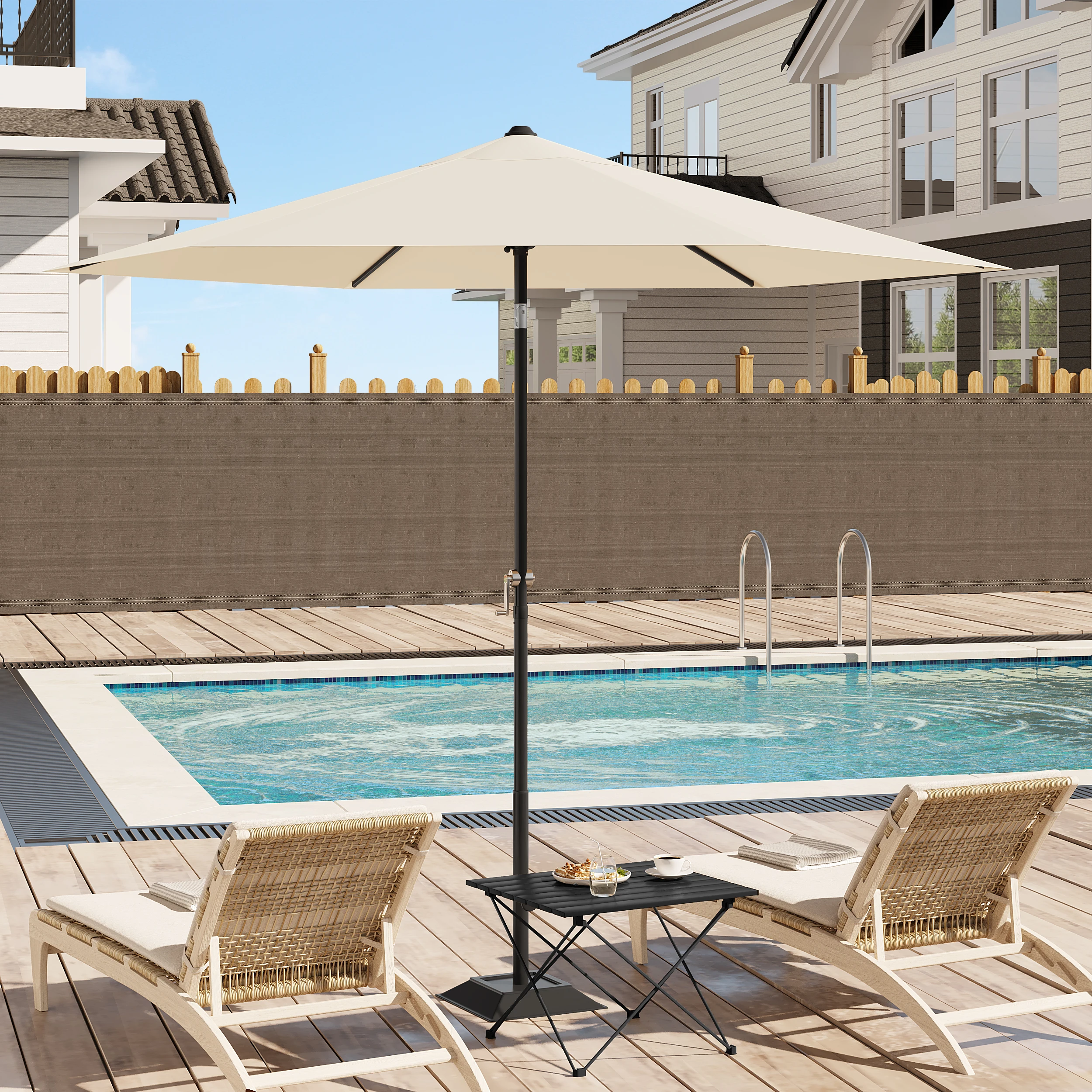 WOLTU Sechseckiger Sonnenschirm, UV-beständig, Strand-Balkon-Regenschirm, wasserdicht ° Biegbare Kurbel-Sonnenschutz für die Gartenterrasse