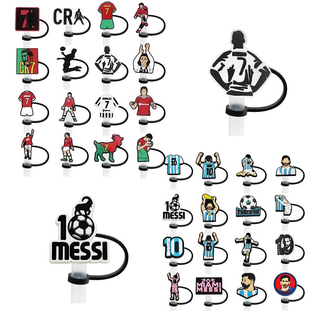 Fußballstar Silikon Stroh deckel für 10mm, Stroh kappen für Glas becher, mit 30 & 40oz Becher mit Griff staub dicht wieder verwendbar Image