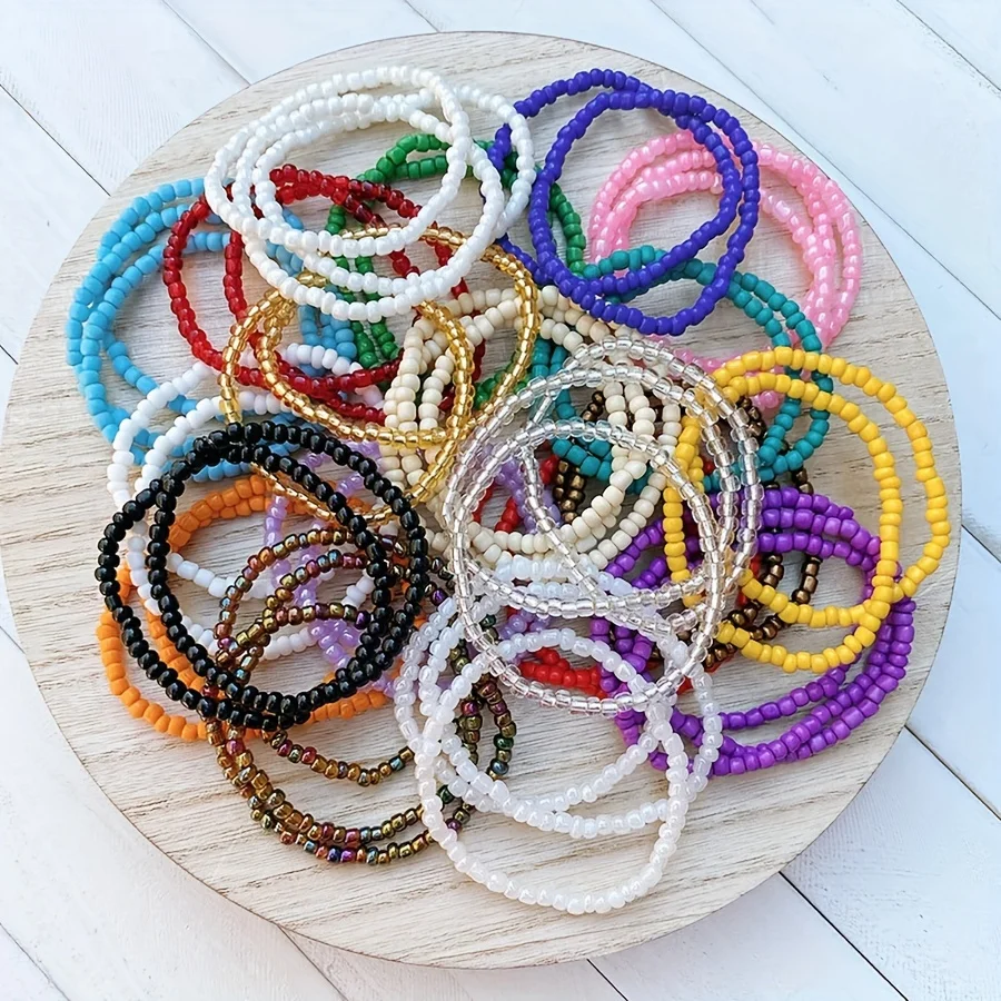 Vedawas (zufällige Farbe) 10/20/30/40/50 teile/satz Boho handgemachte bunte Perlen Armband Set, niedlichen Urlaub Strand party Frauen Accessoires Image