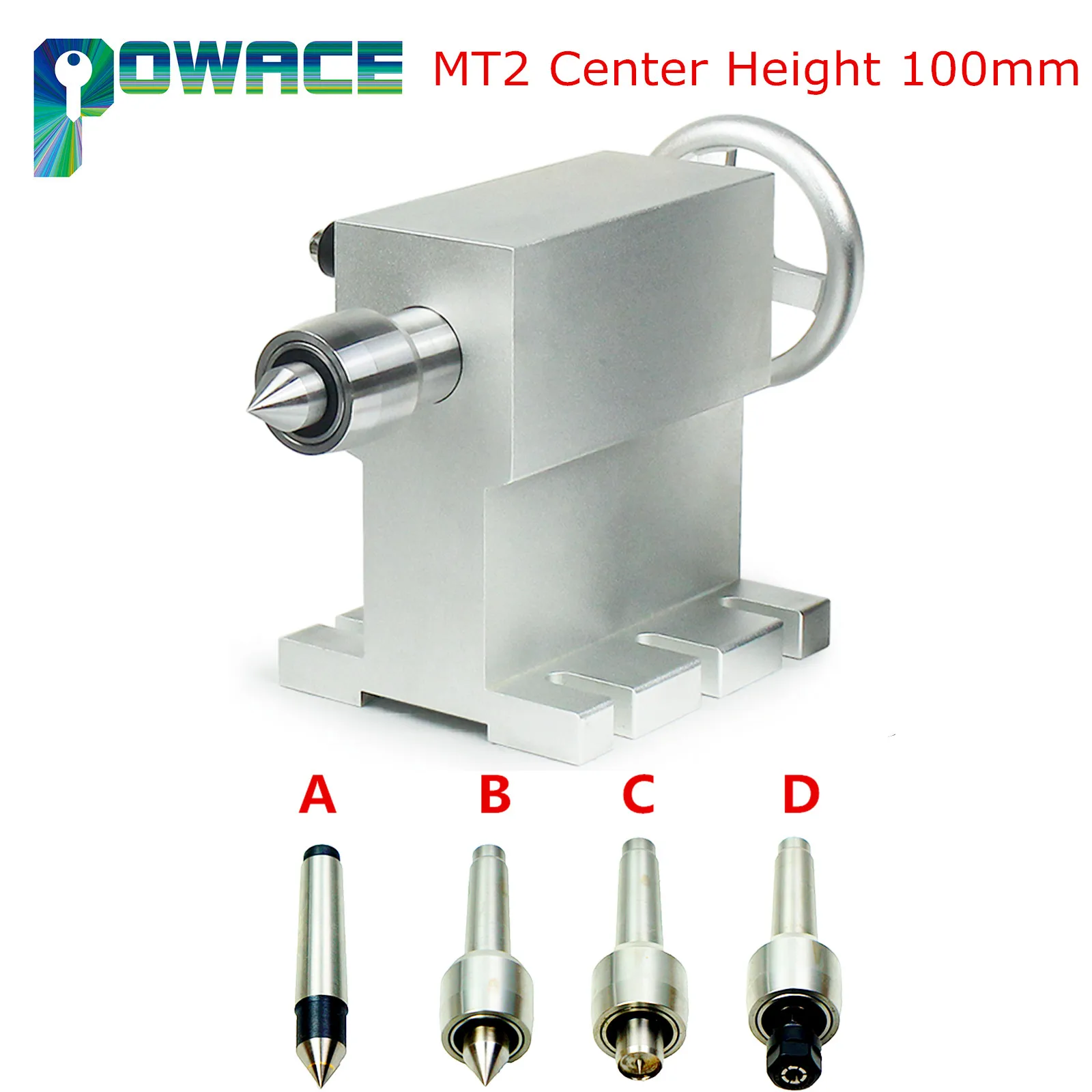 Mittelhöhe 100 mm Drehmaschine Center Morseconus 2 Live Center beweglicher MT2-Reitstock mit austauschbaren Köpfen für CNC-4-Stunden-Achsgravierer Image