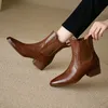 Neue Herbst Damen stiefel Square Toe Chunky Heel Schuhe Split Lederschuhe für Frauen Schnürstiefel etten elegante schwarze moderne Stiefel