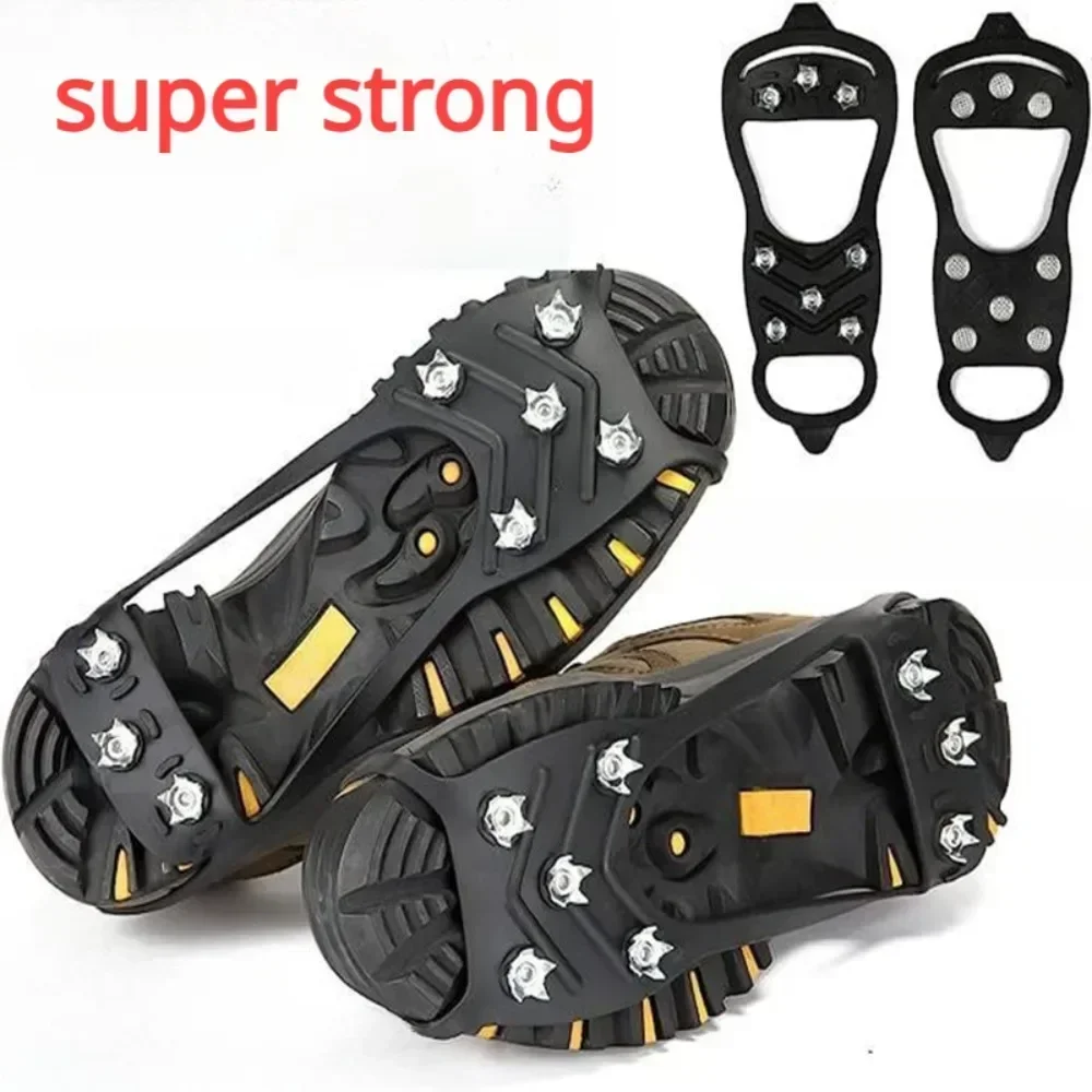 8 Zähne Eis Greifer Spike Schuhe Winter Outdoor Wandern Bergsteigen Eis Schnee Steigeisen Anti-rutsch Schuh Abdeckungen Schnee schuhe Grip Image