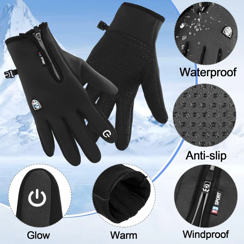 Winter-Thermo handschuhe wasserdichte wind dichte und rutsch feste Handschuhe warme Touchscreen-Handschuhe für Laufen, Radfahren und Skinnen im Freien Image